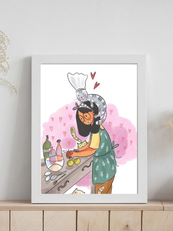 Cooking Time With Cat - Poster Online now