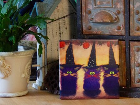 Halloween Purple Witches - Ceramic Tile Sale