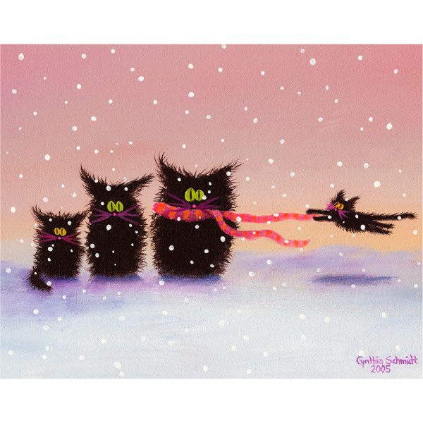 Snow Cats in the Wind — Matted Print Online Hot Sale