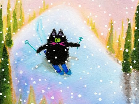 Skiing Scaredy Cat — Matted Print Online