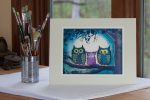 Nervous Owls — Matted Print For Discount