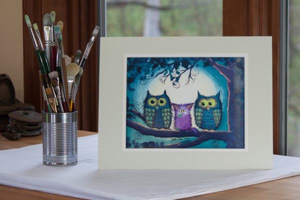 Nervous Owls — Matted Print For Discount