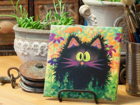 Scaredy Cat, With Daisies - Ceramic Tile Online Sale