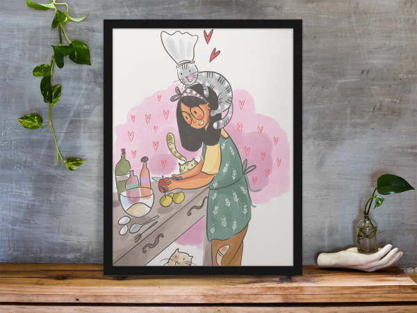 Cooking Time With Cat - Poster Online now