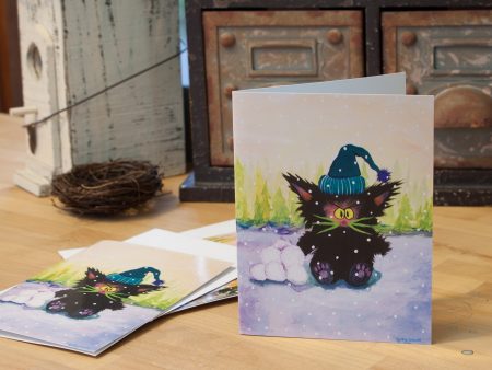 Snowballs Plus Cat  —  Note Card Hot on Sale