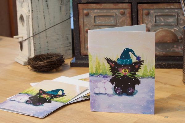 Snowballs Plus Cat  —  Note Card Hot on Sale