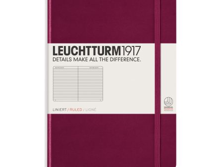 Muistikirja A5 Leuchtturm1917 Hard Port Red ruled, kovakantinen viivallinen For Sale