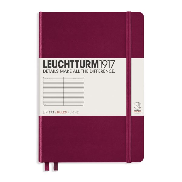 Muistikirja A5 Leuchtturm1917 Hard Port Red ruled, kovakantinen viivallinen For Sale