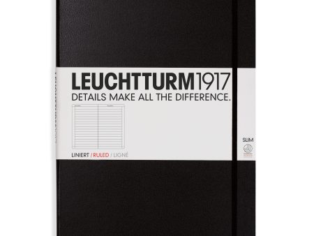 Muistikirja A4+ Leuchtturm1917 Slim Hard Black ruled, kovakantinen viivallinen Hot on Sale