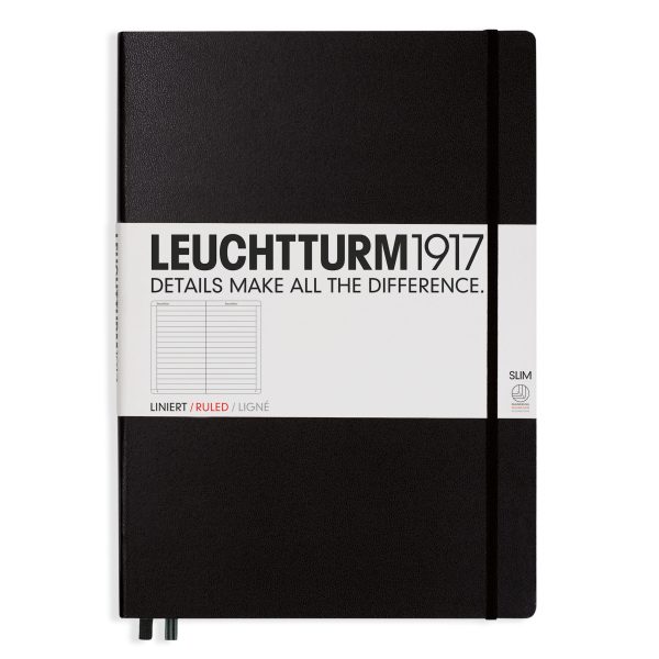 Muistikirja A4+ Leuchtturm1917 Slim Hard Black ruled, kovakantinen viivallinen Hot on Sale