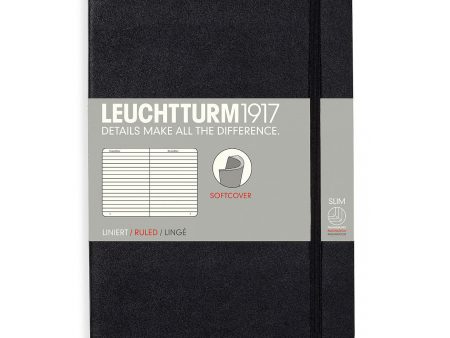 Muistikirja A5 121 sivua Leuchtturm1917 Ruled Soft Black, viivallinen Online Sale