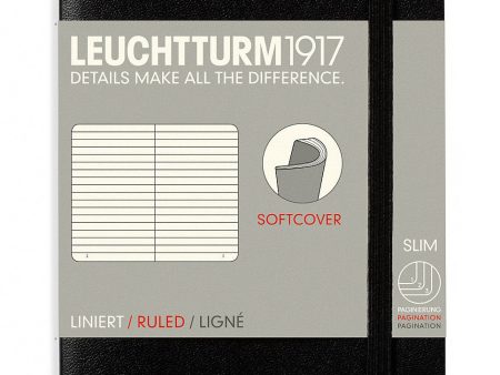 Muistikirja A6 Leuchtturm1917 Soft Black ruled, pehmäkantinen viivallinen on Sale